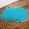 Tupperware Microwave Reheatable Teal rounded square plates 3398 set of