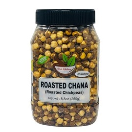 Desi Kitchen Roasted Chana (Chickpeas) Unsalted 8.8oz (250g) PET Jar ~ No Preservatives, Product of India, Great Snack, Ready to Eat