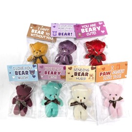 Cherislpy 24pcs Valentine's Day Gift Cards with Plush Bears Plush Toys Party Favors, Stuffed Animal Plush Toys Plush Toy for Kids Boys Girls Valentines Day Gifts Classroom School Exchange Prize