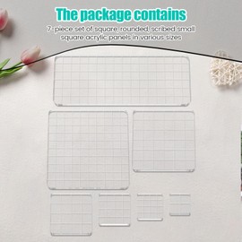 Acrylic Stamp Blocks Set Reusable Stamping Blocks Tools with Grid Lines Versatile Clear Stamp Blocks Easy to Use Stamping Platform Stamping Tools Set for Crafts Ornaments(Style1)