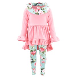 Unique Baby Girls 3 Piece Floral Legging Sets (8/XXXL, Blue)