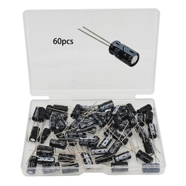 GTIWUNG Pack of 60 25 V 220 uf Electrolyte Polar Capacitors Electronic Component, Electrolytic Capacitors 6.3 x 12 mm, Pluggable Aluminium Electrolytic Capacitors