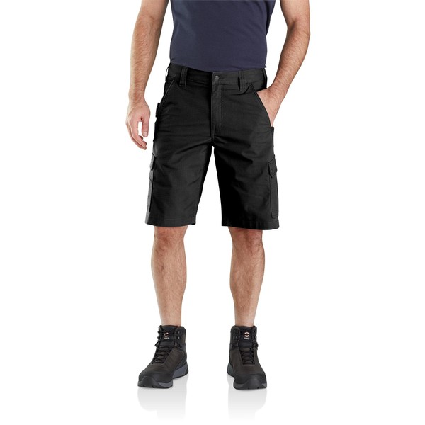 Carhartt Men's Rugged Flex Relaxed Fit Ripstop Cargo Short, Black,