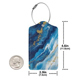 2 Pcs Luggage Tags for Suitcases PU Leather Luggage Tag with Privacy Cover Label Address Card and Durable Metal Ring Suitable for Men Women Handbags Backpacks