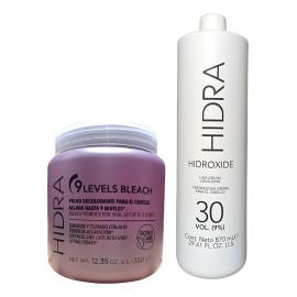 Polvo Decolorante Hidra 9 Niveles 350g + Peroxido 30vol 1l