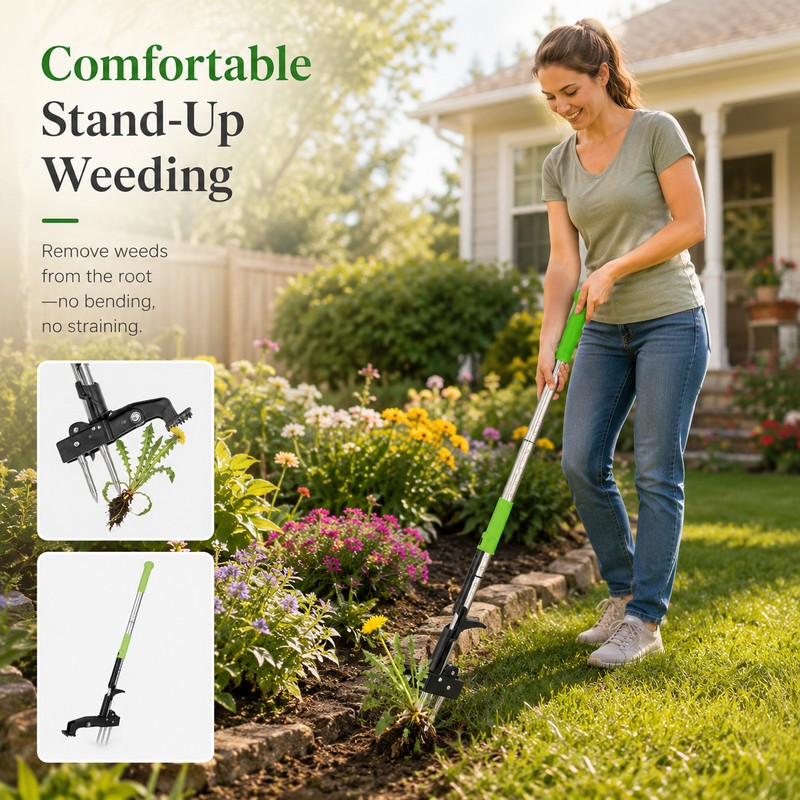 4-Claw Stand-Up Weed Puller for Lawn Care – 39" Long