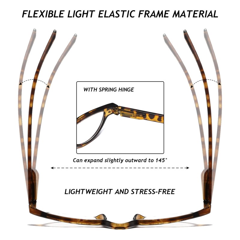 Hubeye 3 Pairs Plastic Retro Half Moon Frame Reading Glasses