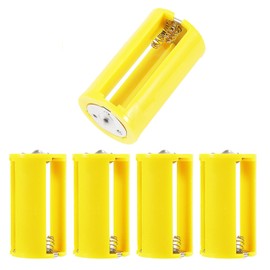 DIANN 5pcs 3 AA to D Battery Converter AA to D Battery Adapters Holder 1.5V Output Case Box 3 AA to 1 D Converter Yellow