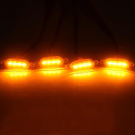 Biqing LED Grille Light Bumper Grille Lamp, 4PCS Auto Front Grille Bumper Cover Lamp Amber LED Light Assembly 2016 2017 2018 2019 2020 2021 T-O-YOTA T-A-COMA TRD PRO Grille