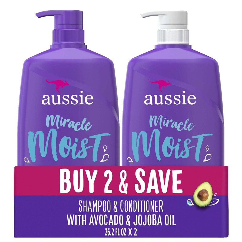 Aussie Miracle Moist Shampoo and Conditioner Hair Set, 26.2 fl