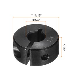 sourcing map Shaft Collar 1/4" Bore Single Split Carbon Steel Clamping Collar Shaft Collars with Set Screw Black