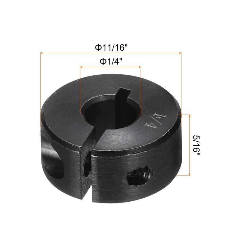 sourcing map Shaft Collar 1/4" Bore Single Split Carbon Steel