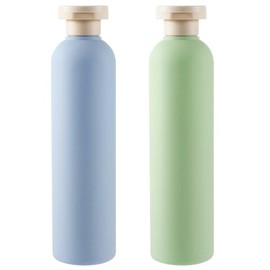 Molain Squeeze Bottles, Pack of 2 Leak-Proof Squeeze Travel Containers, 260 ml Refillable Plastic Travel Containers, Empty Bottles, Portable Travel Bottles for Shampoo, Creams, Lotion Conditioner (Blue + Green)