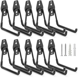 LUPYJI 10 Pack Garage Hooks Heavy Duty Storage Organizer Wall Mount Power and Garden Tool Hangers, for Hanging Ladders, Ropes, Hose, Bulk Items