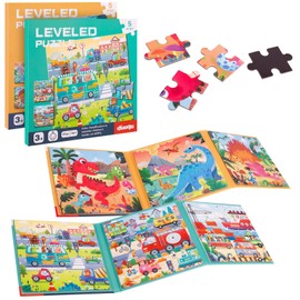 2 Set Magnetic Puzzles for Kid Ages 3-7, 194 pieces Learning Magnet Puzzles for Road Trip, Educational Travel Toys Car Plane Activities Kid Jigsaw for Kids Birthday Gifts