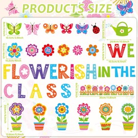 gisgfim Flower Classroom Bulletin Board Decorations Set Floral Cutouts We Flower-ish in The Class Welcome Bulletin Board Boders Decor for School Classroom Chalkboard Wall