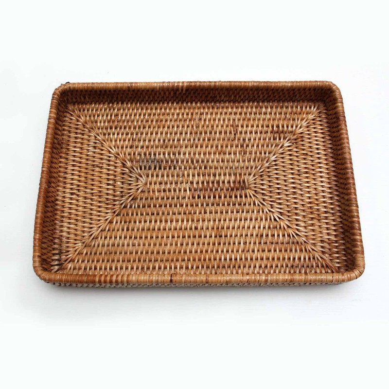 DaiDo BRONX GN856 Rattan Rectangular Basket Shallow Spa Tray, Natural