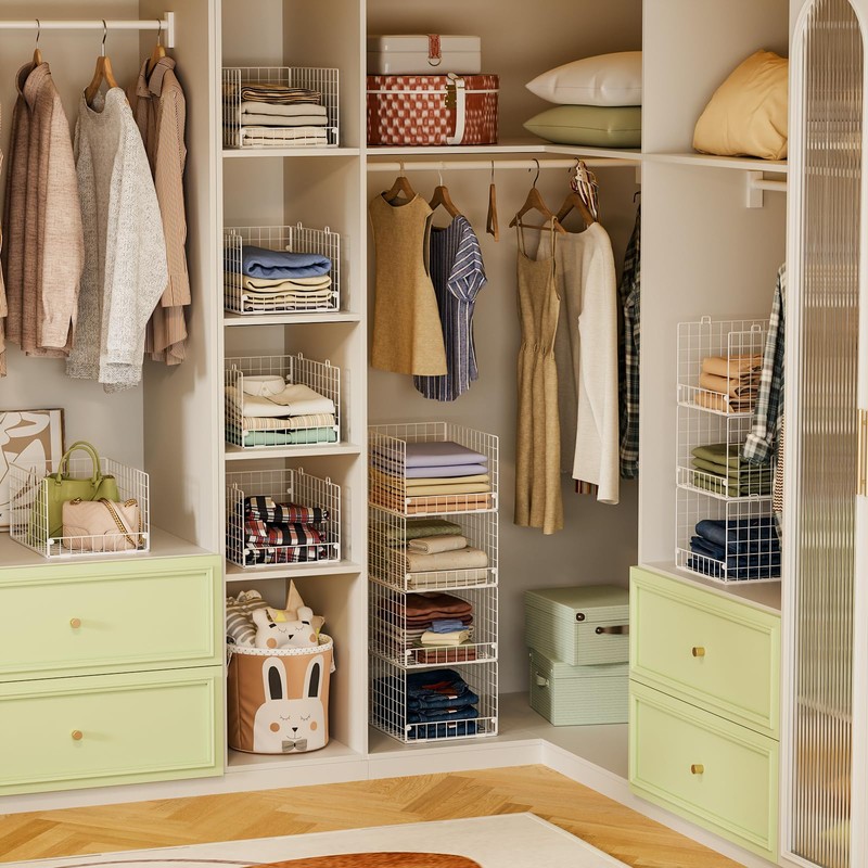 Stackable Closet Organizers and Storage - 4-Tier Stackable Storage Bins,