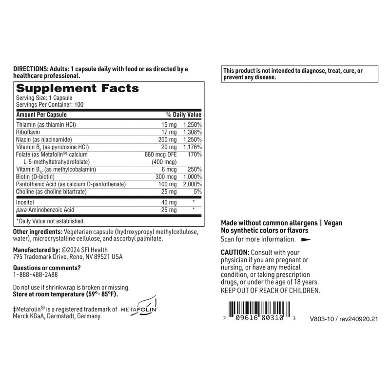Klaire Labs SFI Health B Complex Plus - High Potency