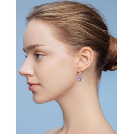 Seiyang 4th of July Earrings 925 Sterling Silver American Flag Dangle Drop Earrings Red White Blue Star America Independence Day Patriotic Jewelry Gifts for Women