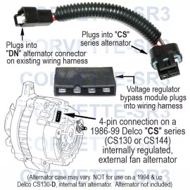 Lectric Limited Alternator Conversion Kit, DN External to CS130 CS144 Internal Regulated Adapter