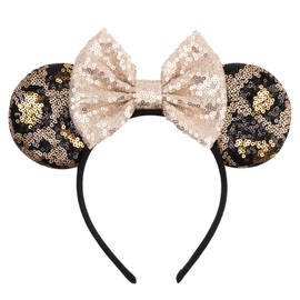zhezesmila Sequins Mouse Ears Headband Glitter Leopard Ears Headband for Women Party Decorations Costume & Trip