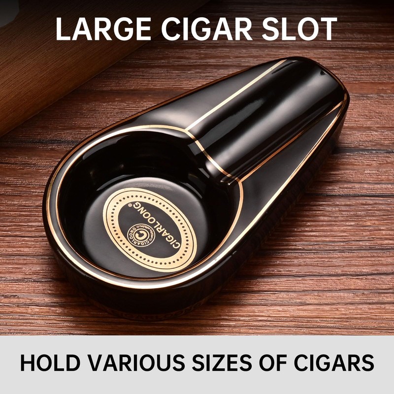 Cigar Ashtray Ceramics with Non-slip Bottom Single Slot Durable Ash