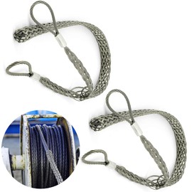 Gisafai 2 Pcs 50-63mm Heavy Wire Cable Mesh Pulling Grip Double Head Cable Pulls Socks Wire Pulling Tools Electrical Pulling Grips Suitable for Light and Heavy Cables (D: 1.97-2.48", L: 1.35m/53")