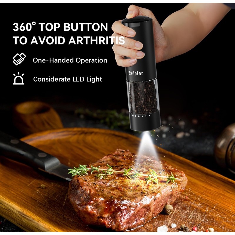 Electric Rechargeable Salt and Pepper Grinder Set,Automatic Pepper Mill Grinder
