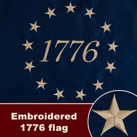 Cotton Vintage 1776 Flag 3x5 ft for Outside, Tea Stained 1776 American Betsy Ross Flag 250 Anniversary Aged Looking for 4th of July Cloth Old USA US 76 Flag with 2 Brass Grommets