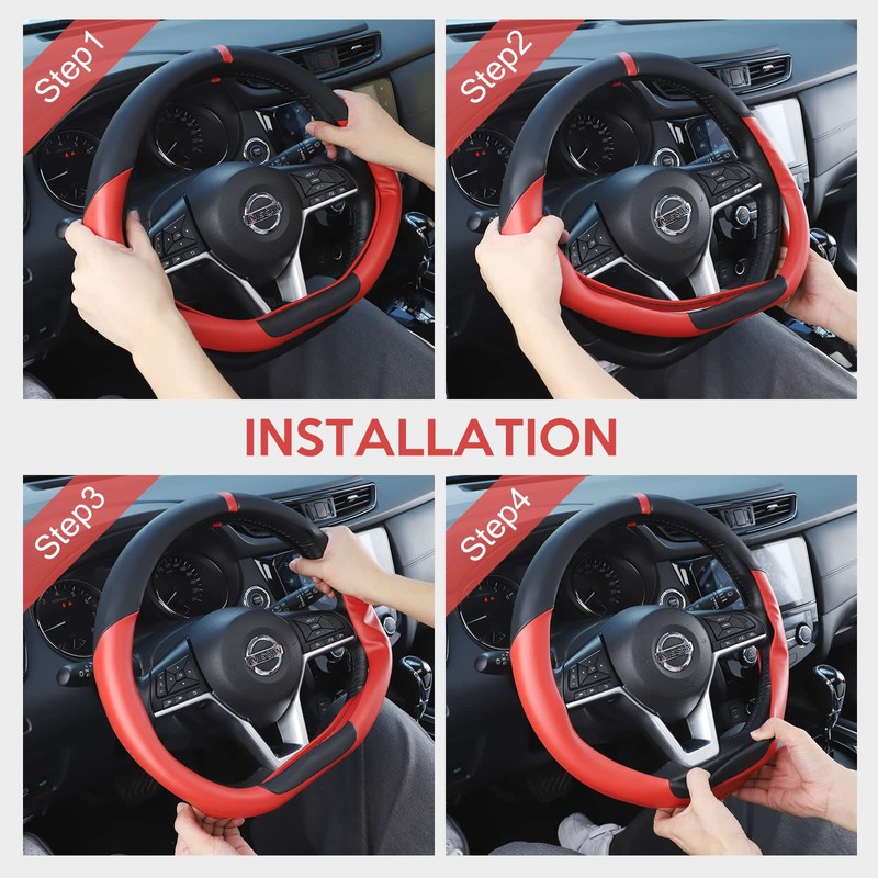 SEG Direct Flat Bottom Steering Wheel Cover, D Shaped Car