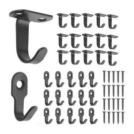 iguTrail Hooks for Screwing 30 Pieces, Coat Hooks, Black, Wall Hooks, High Strength, Coat Hooks Wall with 2 Sets of Screws for Bedroom, Bathroom, Wardrobe, Living Room, Hallway