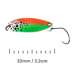 SEABUZZ Mini Barsch & Forellen Spoon Rio 3,2g 32mm Forellenköder & Barschköder mit Angelhaken - Blinker Forelle & Raubfisch Angeln Köder - Sport Fischköder - Kunstköder - Wobbler – Angelzubehör (07)