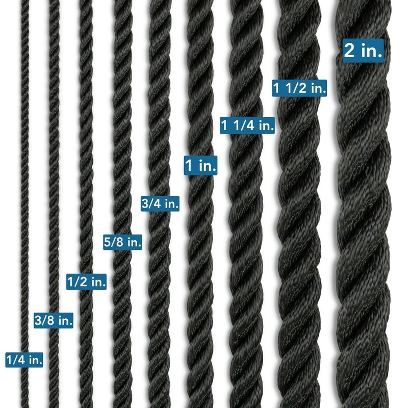 Black Polyester Rope | 3 Strand Twisted | 100% Polyester