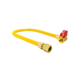 5/8 inch OD, 24 inch long Gas Connector with 3/4 inch FIP Adapter and 3/4 inch FIP Angle Gas Valve (Click in for more size options) 5/8'' OD Coated Stainless Steel Dryer/Heater Connector