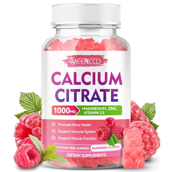 Calcium Citrate Gummies 1000mg w/Vitamin D3, High Absorption Calcium Supplement