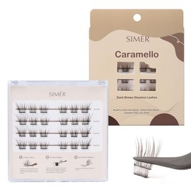 Self Adhesive Lash Clusters Natural Wispy Brown Color Press-On Lashes No Glue Needed 11-14mm Reusable No Residue Pre Glued Eyelash Clusters C Curl DIY