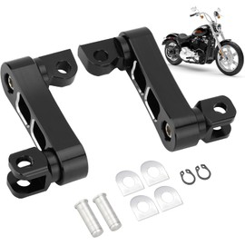 SMOTRCC Highway Footpegs Adjustable Passenger Foot Pegs 2 1/4" Extension Brackets FootPeg Conpatible for Harley Dyna Sportster Softail Touring with Support Foot Pegs (Black White)