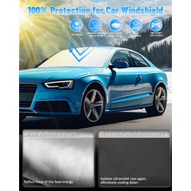 CiueeOra Windshield Sun Shade Compatible with GMC Sierra 1500 2500 3500 2019-2024 2025 Accessories, Foldable Car Sunshade Protect Car from Sun Rays & Heat Damage, 3 Layer 210T Material