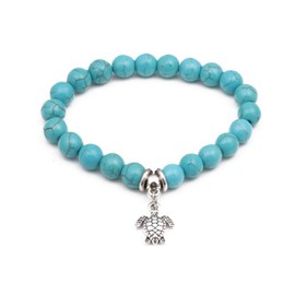 SBI Jewelry Turtle Animal Charm Bracelets for Women Turquoise Beads Friendship Beaded Couple Beads Silver Anniversary Mothers Day Birthday