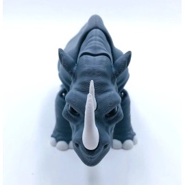 FoxYaye 3D Printed Rhino Grey Animal Display Toy Articulated Body African Rhinoceros