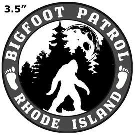 Rhode Island Bigfoot Patrol Decorative Car Truck Decal Window Sticker Vinyl Die-Cut Vacation Travel Souvenir X-File Unexplained Mysteries Space Ship UFO Flying Saucer Cryptid Sasquatch