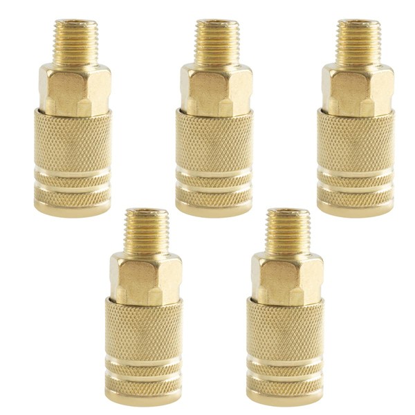 XHSP 5PCS 1/4 Inch Brass Male Industrial Coupler, 1/4 Inch