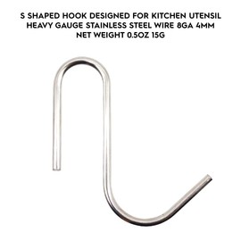 20 Pack Heavy Gauge 8GA 4MM Stainless Steel S Shape Hooks for Kitchen Utensil Rack, Narrow Rear Opening & Large Front Opening to hold Kitchenware Utensils, Pans, Pots, Clothes Bags, Towels, Plants