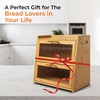 Gennua Kitchen Bamboo Bread Box for Kitchen Countertop, Large Dual-Layer