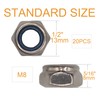 binifiMux 20Pcs M8 x 1.25mm Lock Nuts, 304 Stainless Steel