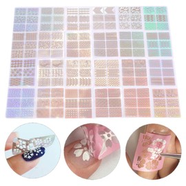 Letras Holograficas,24 pcs DIY Calcomanías de Arte Uñas, Manicura calcomanía decoración herramienta con diseño de hojas de vinilo y la plantilla, Plantillas pegatinas equipos para decoraciones dibuj