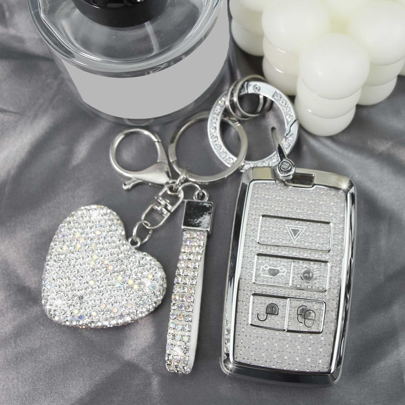 YIKECASE Key Fob Cover with Diamond Keychain Car Key Holder