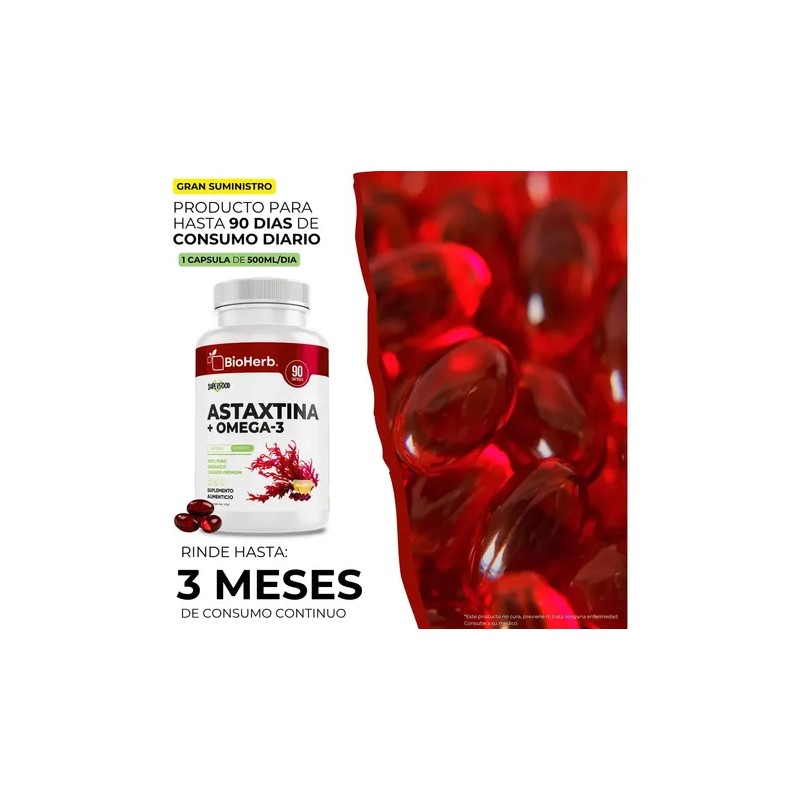 BioHerb Astaxantina 12mg Omega 3 EPA y DHA Fórmula Premium