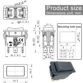 HY60B Rocker Switch – 20A/125V 15A/277V 6-Pin ON-Off-ON Push Button Switch (1-Pack) – Compatible with DeWalt, Milwaukee, Bosch Tools – Fixes Power Failure in Drills, Saws & Garden Equipment
